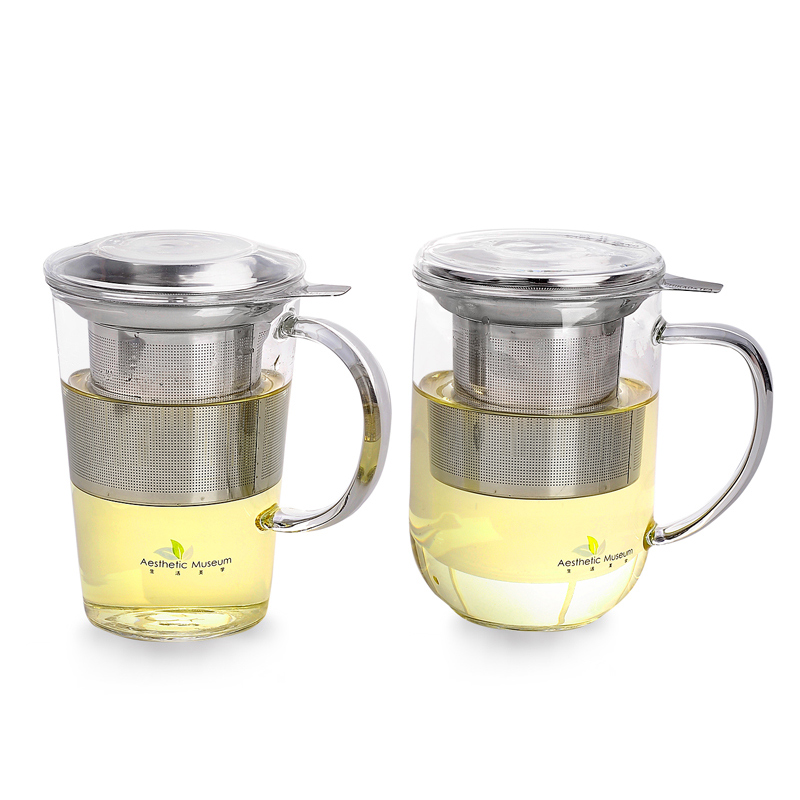 Glass tea cup 304 stainless steel filter tea cup high borosilicate heat-resistant glass water cup CK