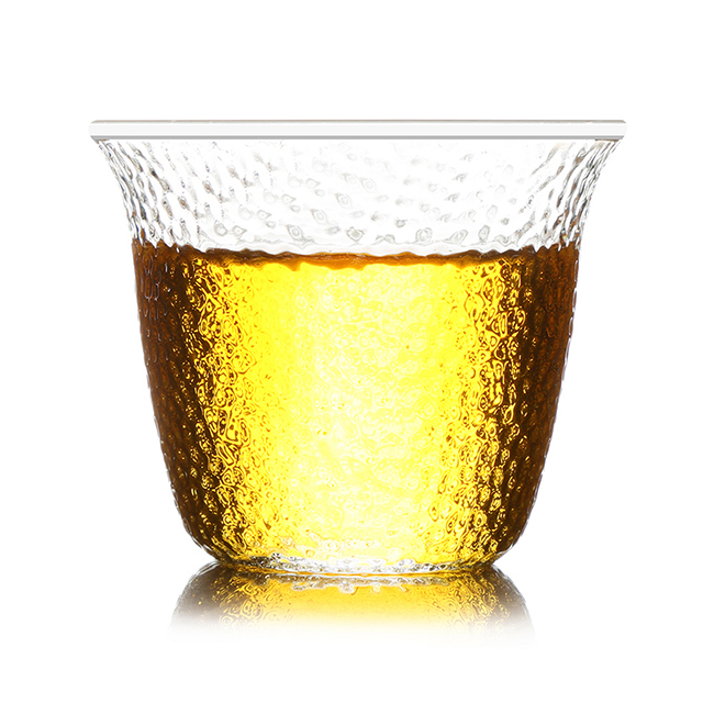 Chikao Glass Teacup, High-Quality Hammered Pattern Small Cup 50ml, CK-193A